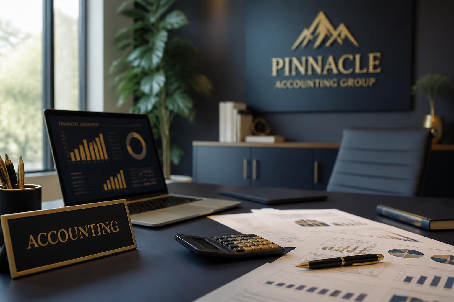 Escritório de contabilidade premium com relatórios financeiros